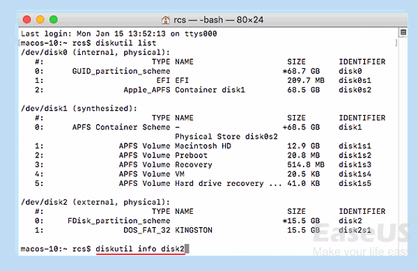 diskutil info disk2