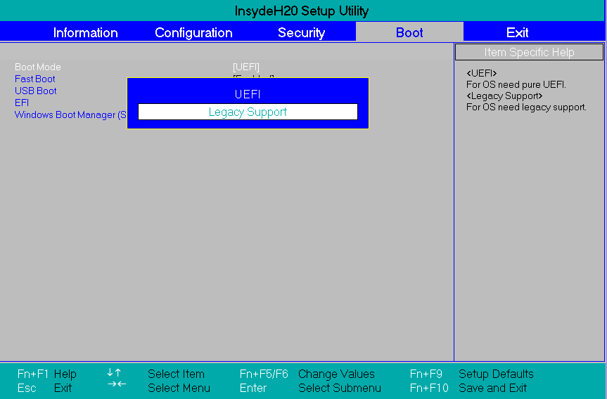 BIOS-Boot-Legacy Support