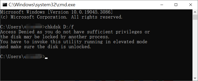 chkdsk-訪問被拒絕，因為您沒有足夠的權限或磁碟可能被另外一個程式鎖定