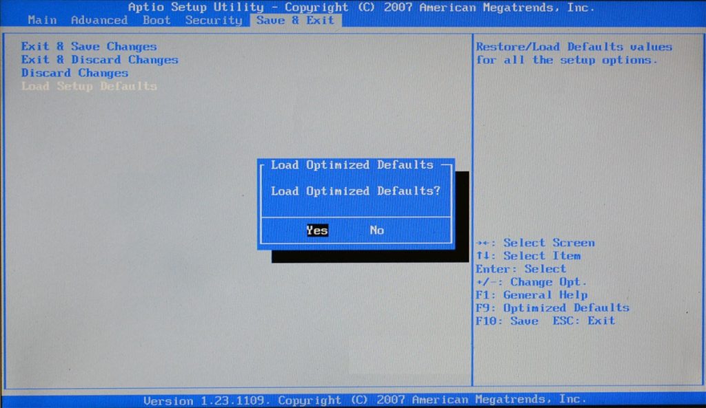 bios-Load Setup Defaults