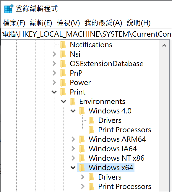 登錄編輯程式-windows x64