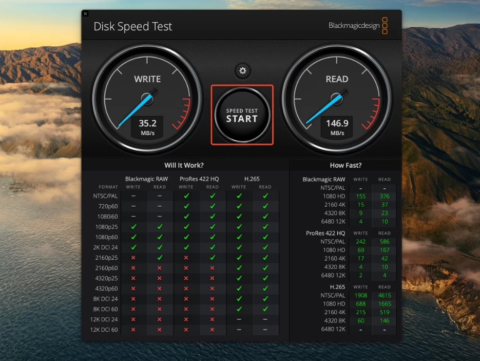 Blackmagic Disk Speed Test測試磁碟機速度2-開始