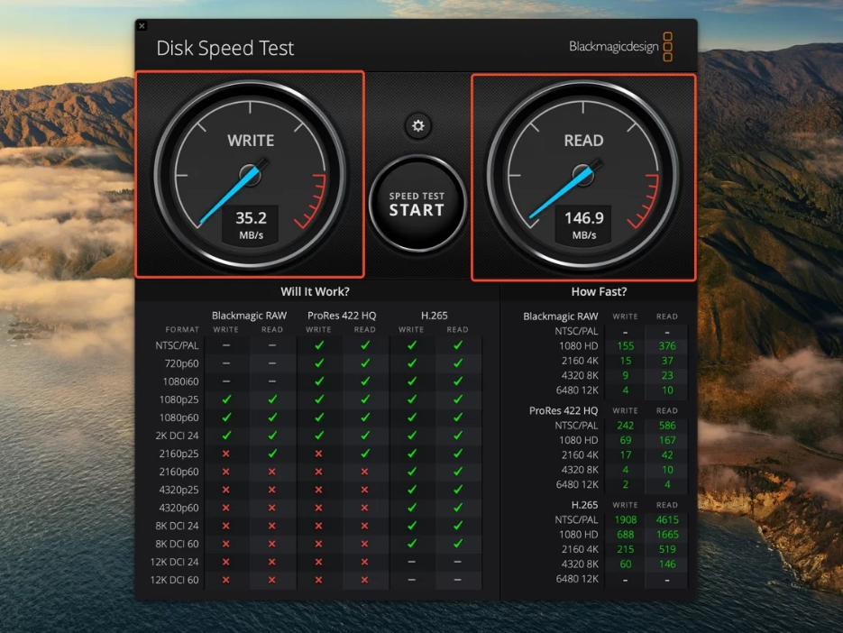 Blackmagic Disk Speed Test測試磁碟機速度3-測試完成