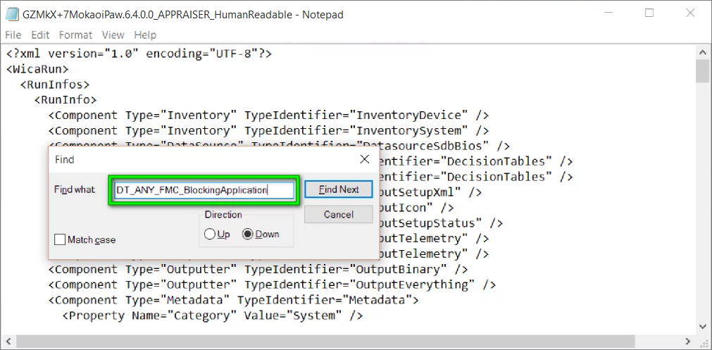 DT_ANY_FMC_BlockingApplication の値