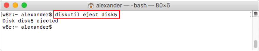 mac終端機輸入 diskutil eject disk5